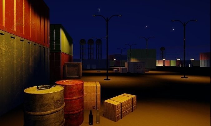 Port objects  Free low-poly 3D model