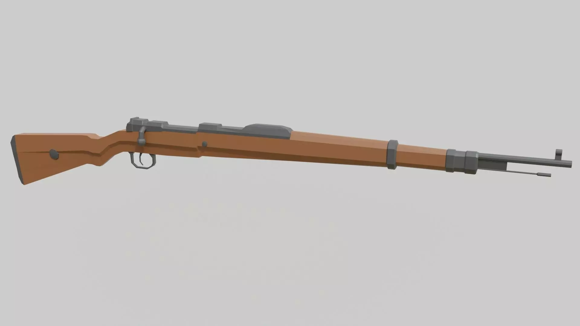 kar98k 3d model low poly wooden rifle Low-poly 3D model_0