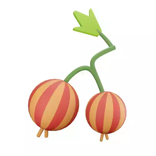 Gooseberry two orange striped fruit Low-poly 3D model