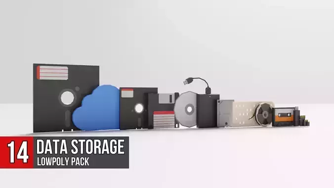 Data Storage Pack Low-poly 3D model