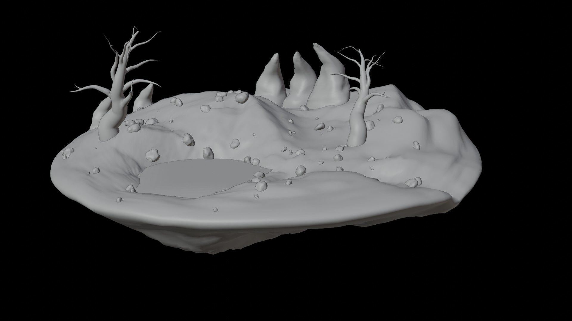 Volcanic Floating Island Low-poly 3D model_9