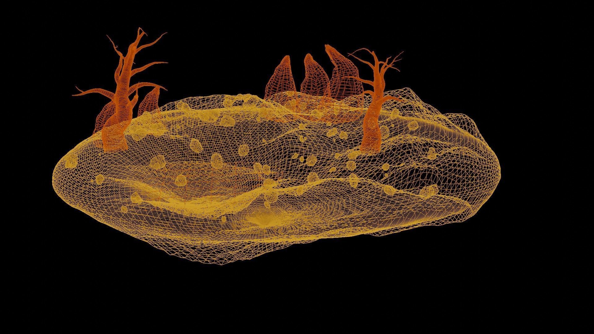 Volcanic Floating Island Low-poly 3D model_11