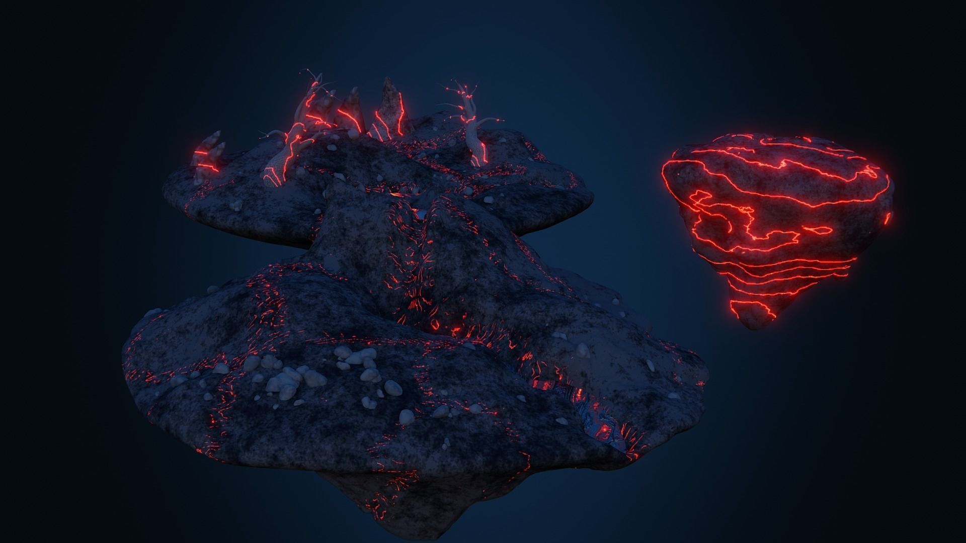 Volcanic Floating Island Low-poly 3D model_5
