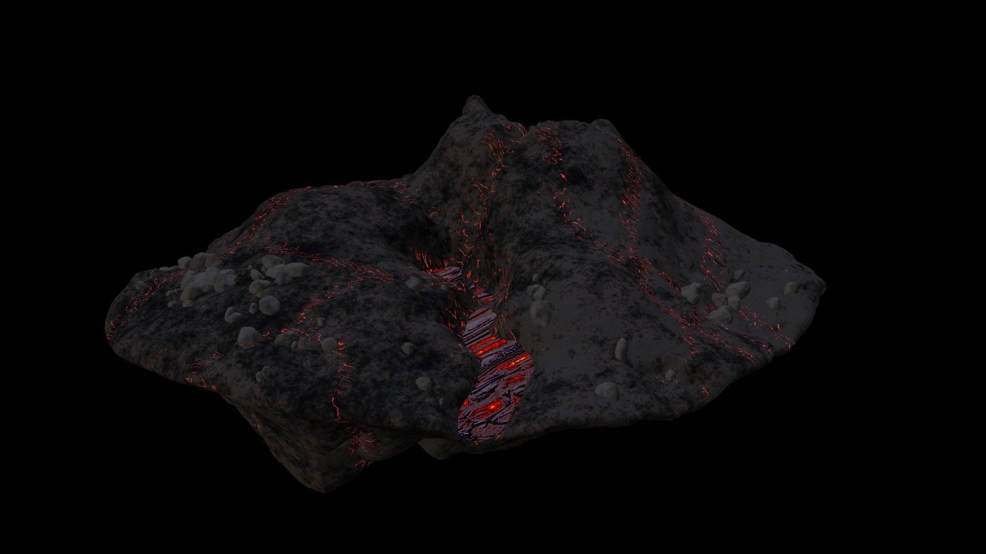 Volcanic Floating Island Low-poly 3D model_16