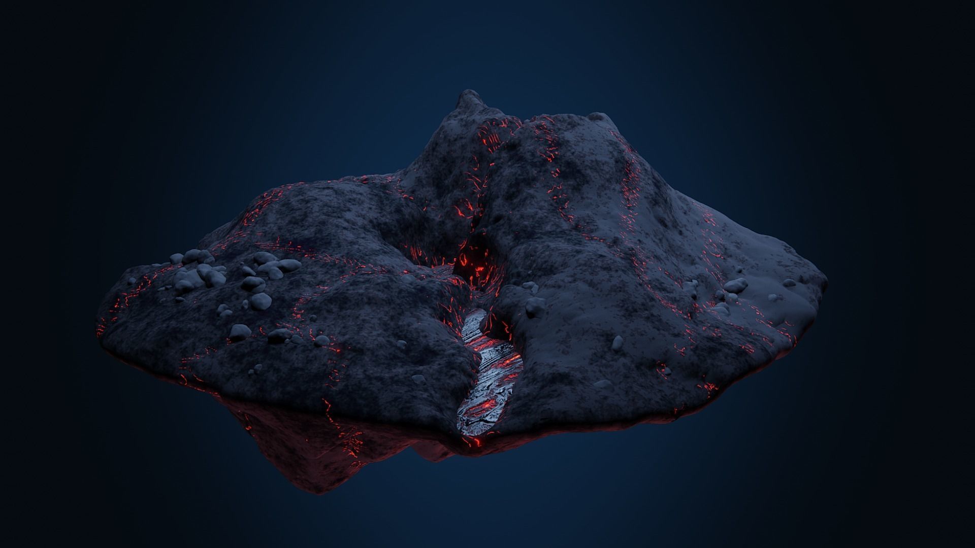 Volcanic Floating Island Low-poly 3D model_2