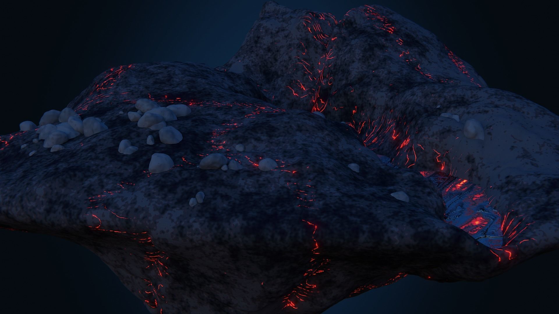 Volcanic Floating Island Low-poly 3D model_15