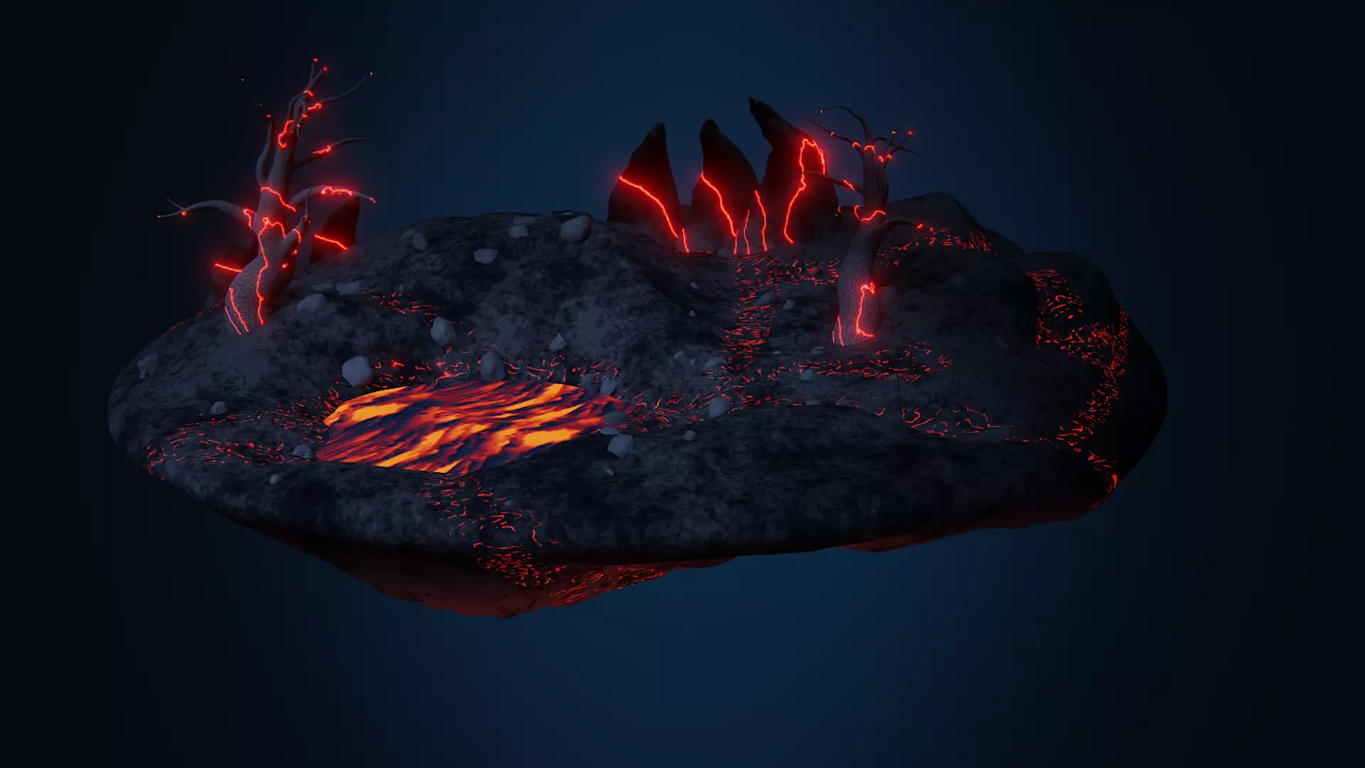 Volcanic Floating Island Low-poly 3D model_0