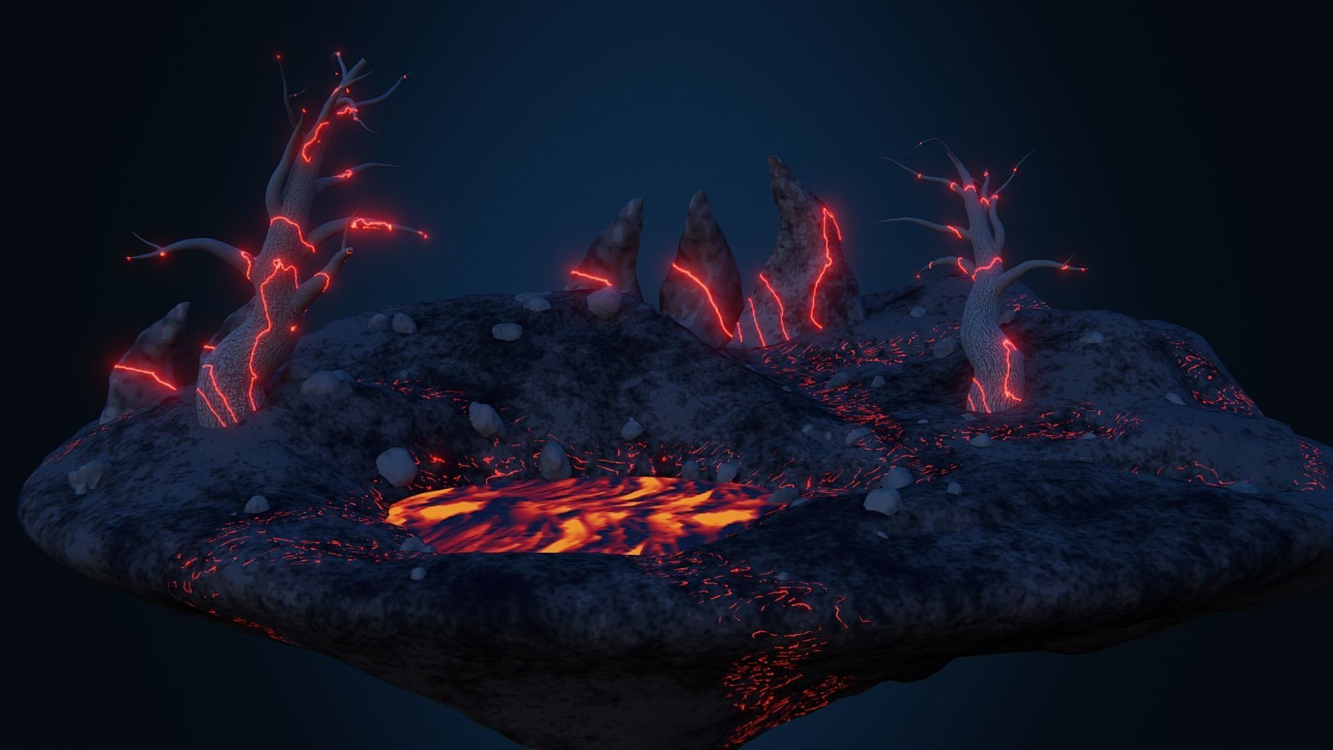Volcanic Floating Island Low-poly 3D model_12