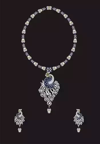 Pendants Collection diamond necklace and earrings set