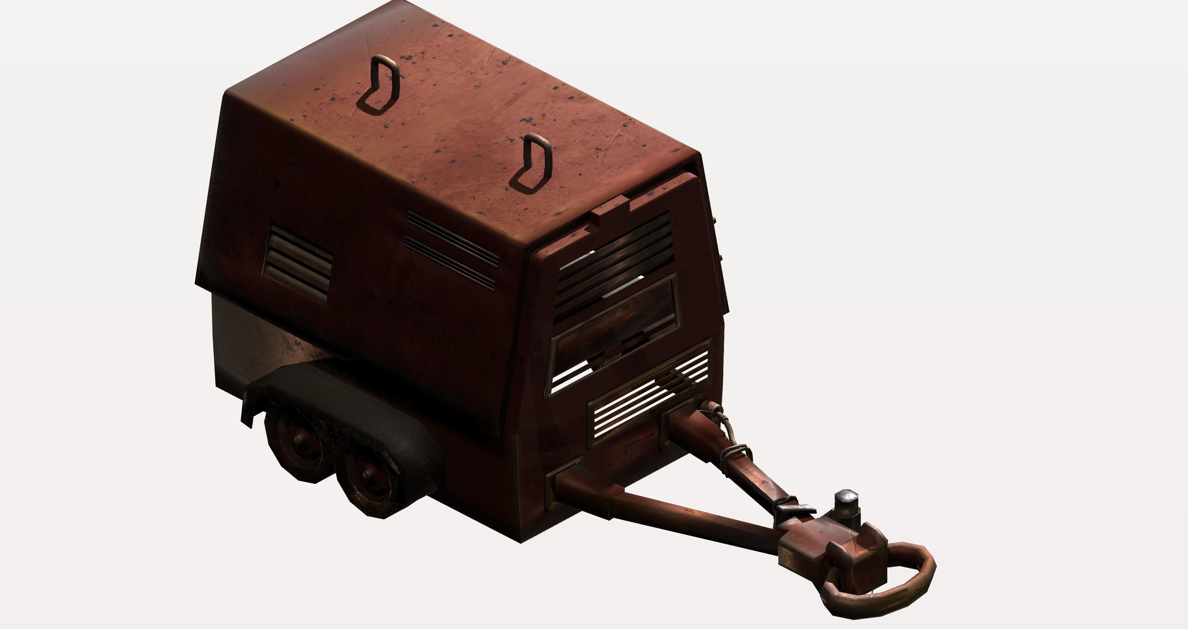 Game utility trailer Low-poly 3D model_2