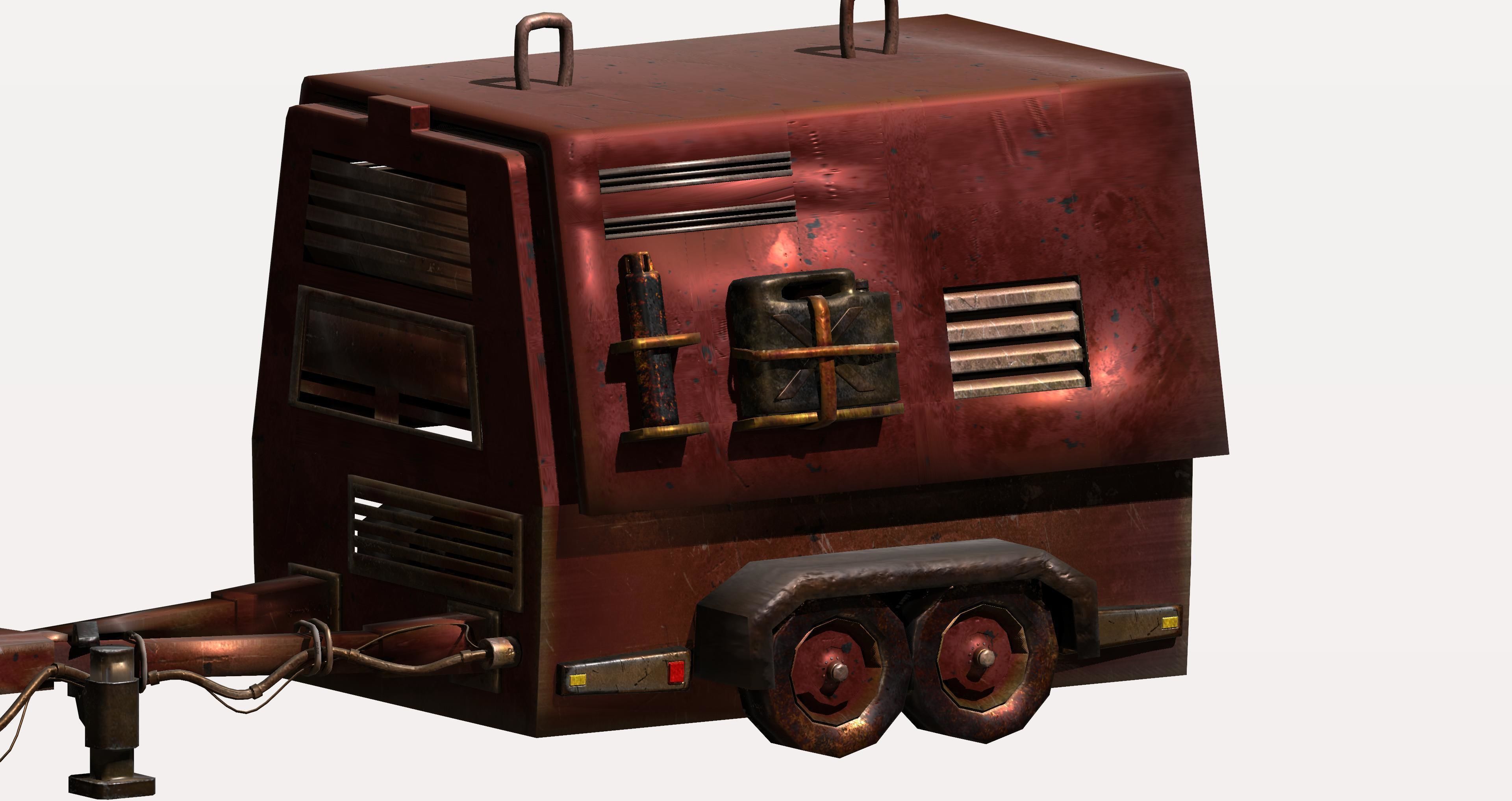 Game utility trailer Low-poly 3D model_5