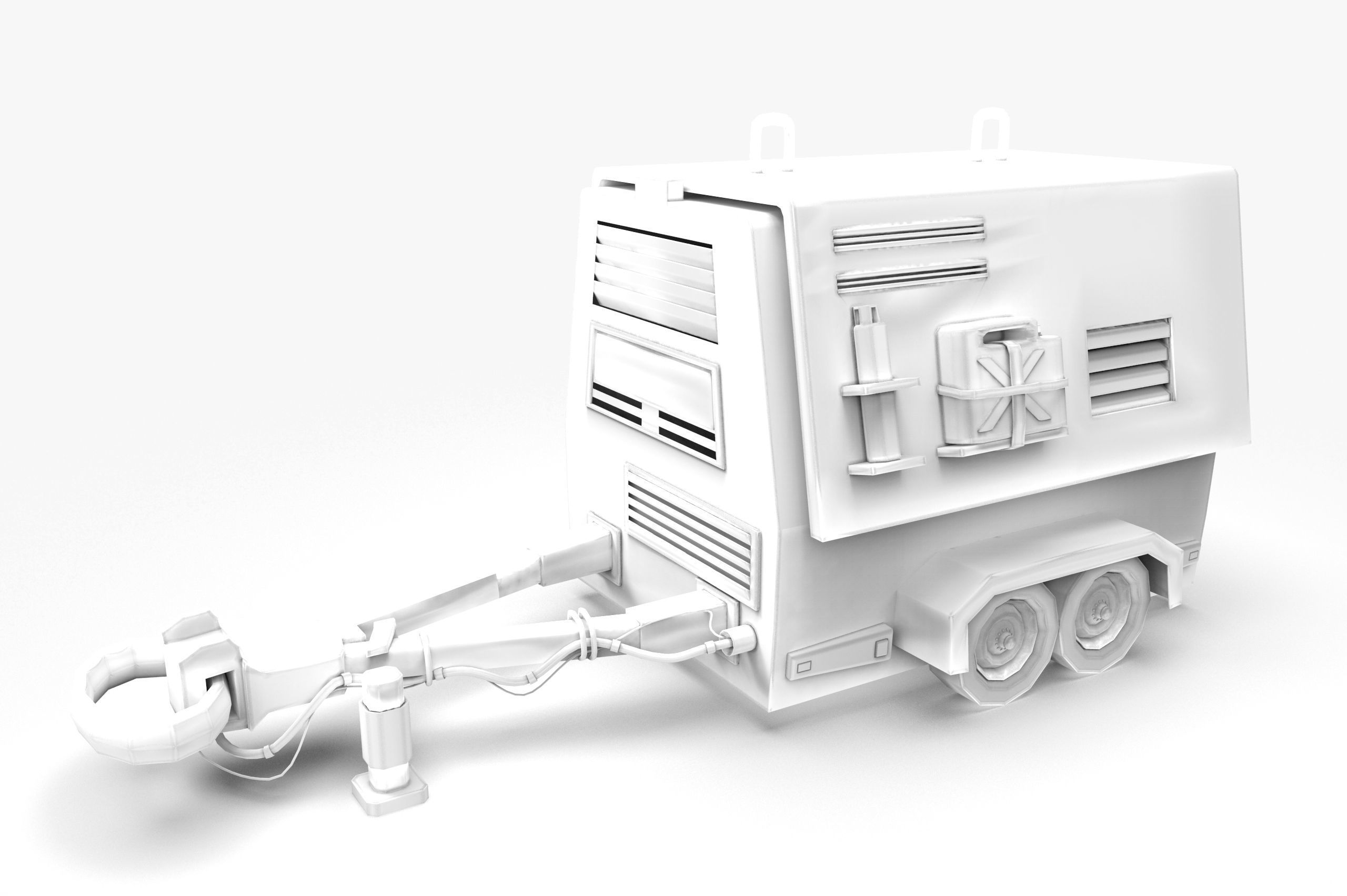 Game utility trailer Low-poly 3D model_12