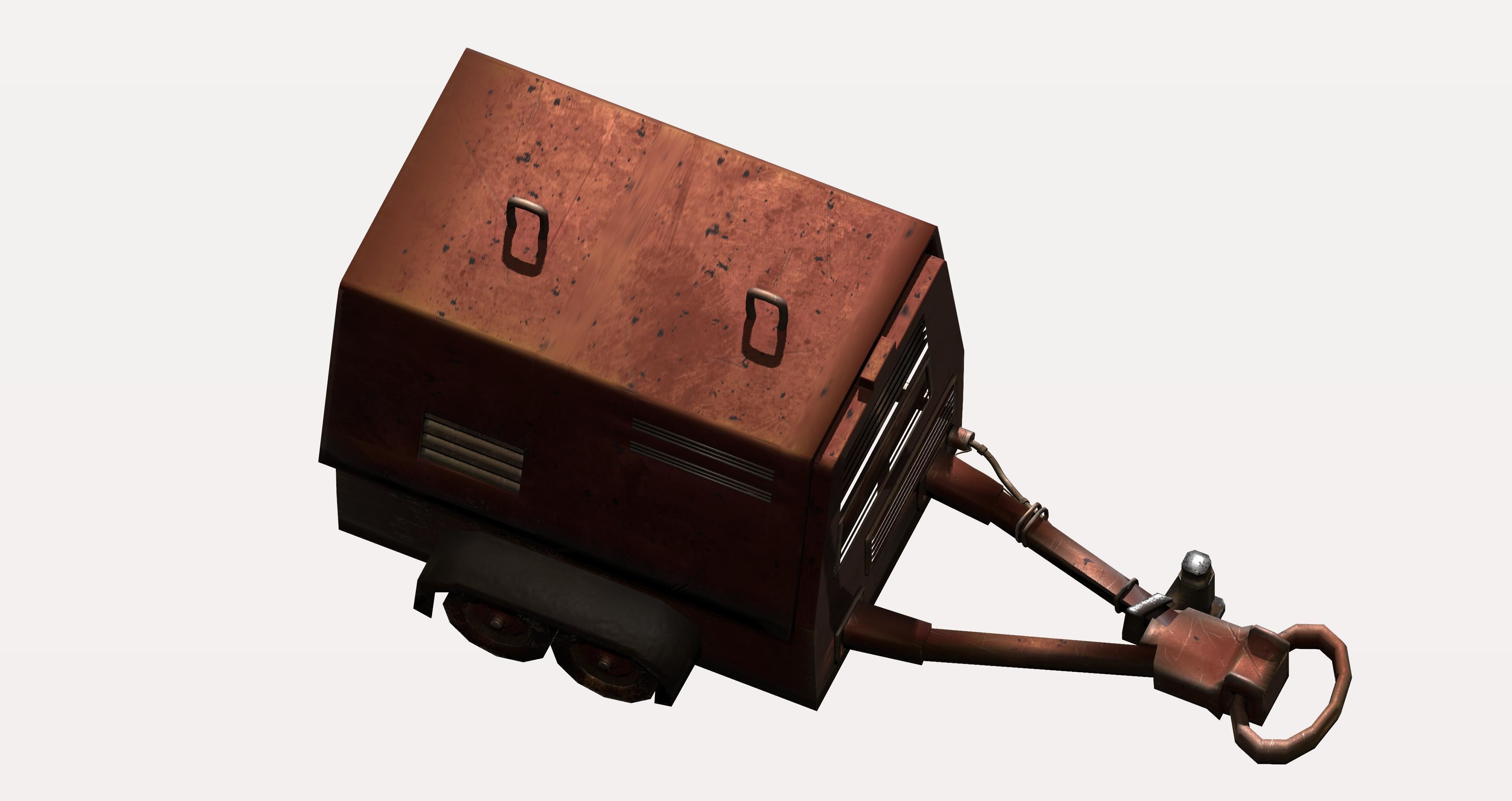Game utility trailer Low-poly 3D model_8