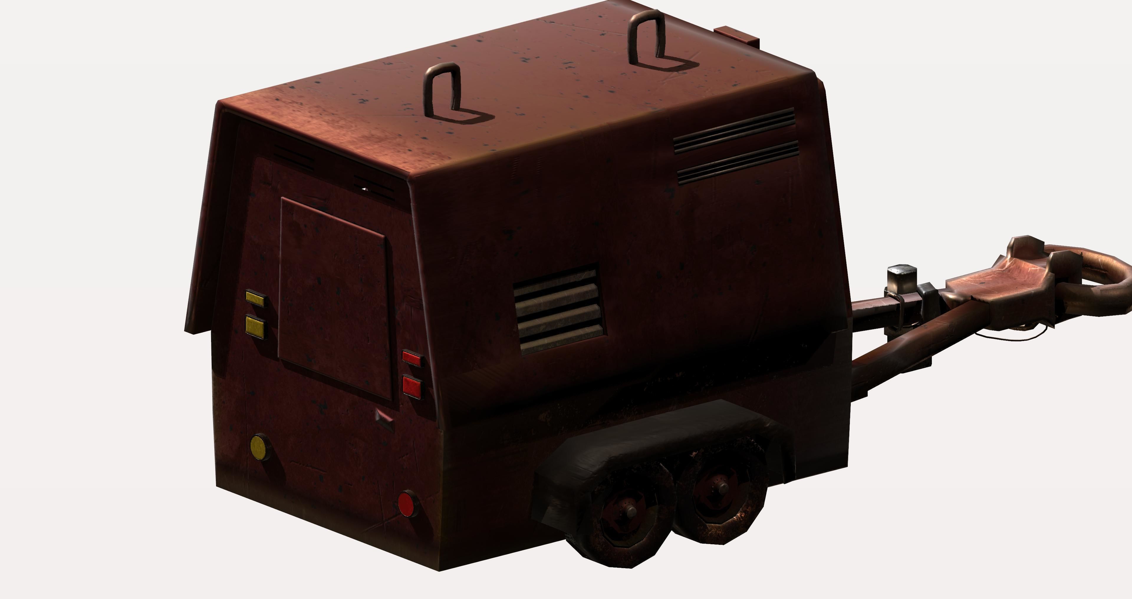 Game utility trailer Low-poly 3D model_7