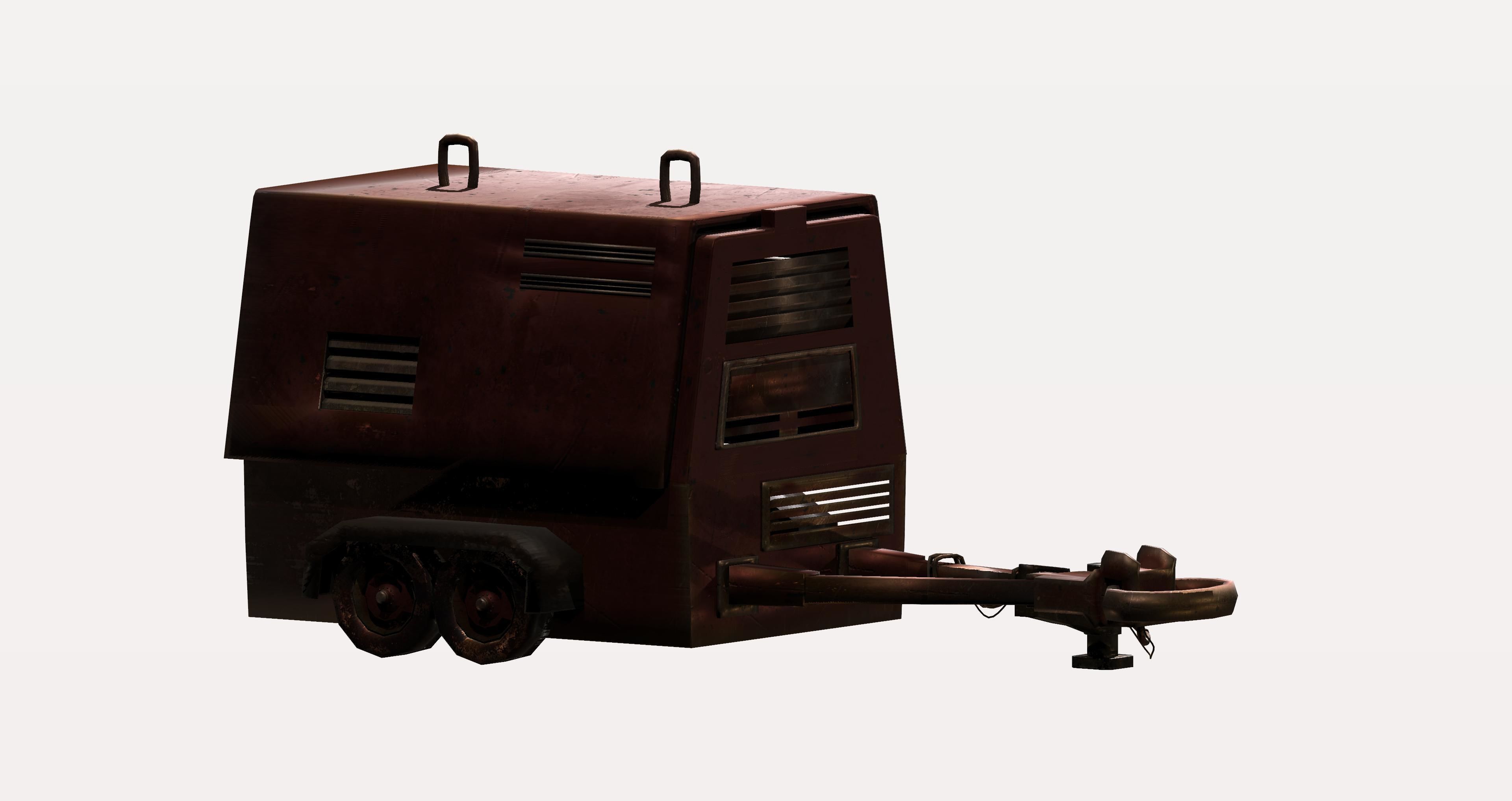 Game utility trailer Low-poly 3D model_1