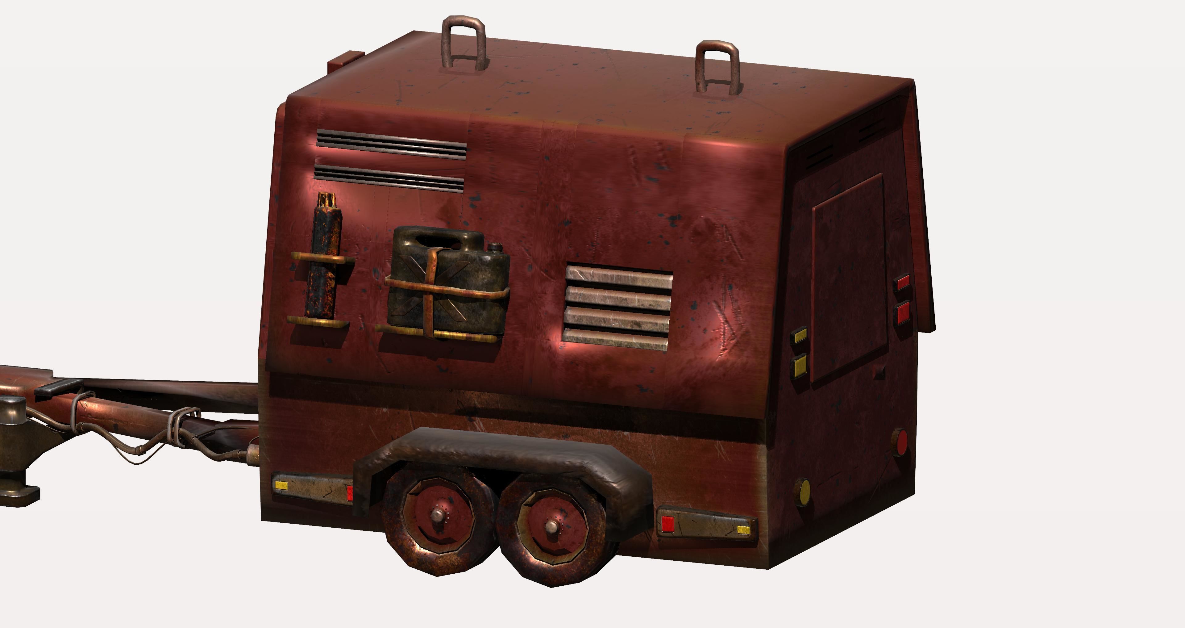 Game utility trailer Low-poly 3D model_6