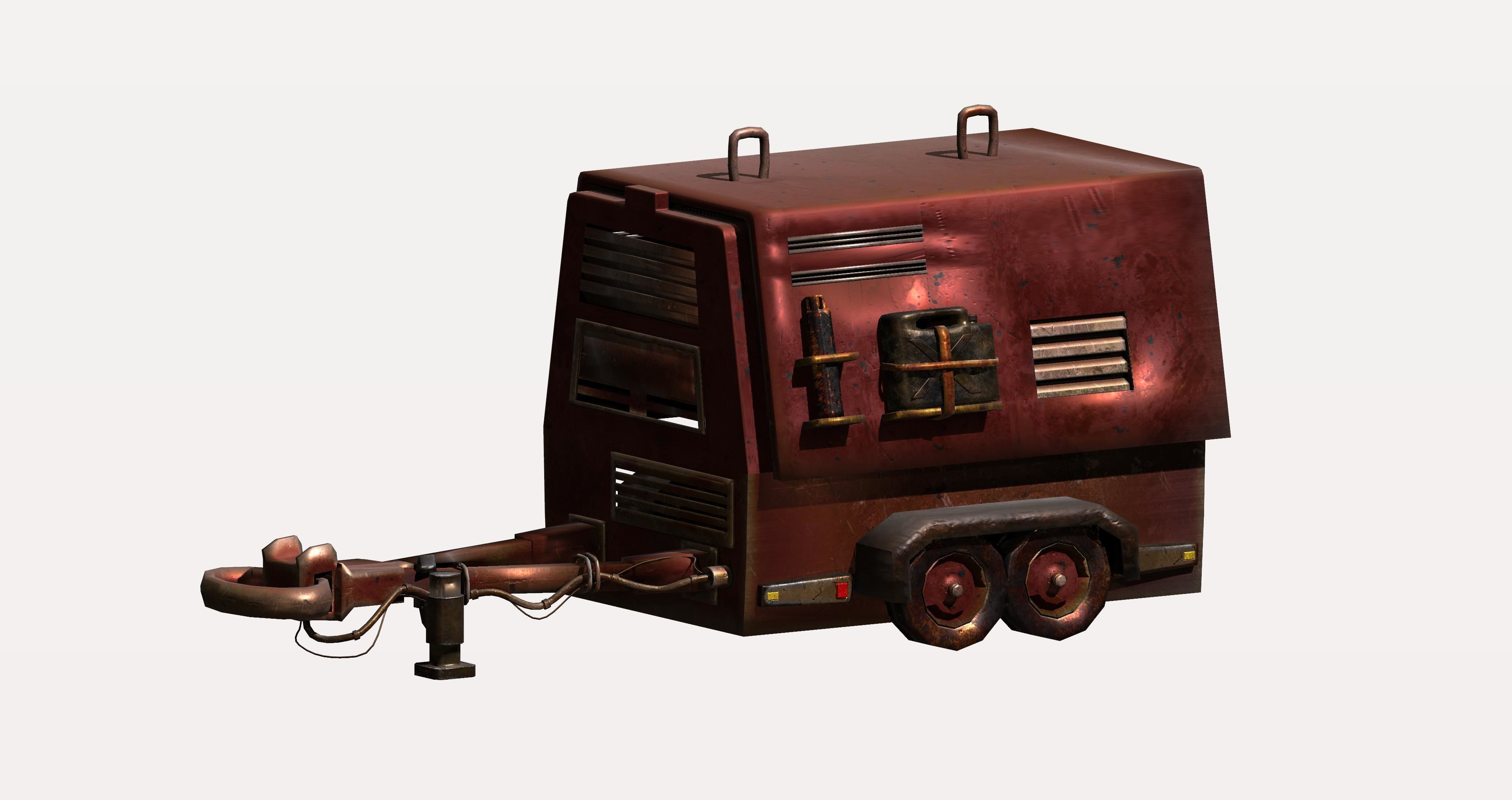 Game utility trailer Low-poly 3D model_4