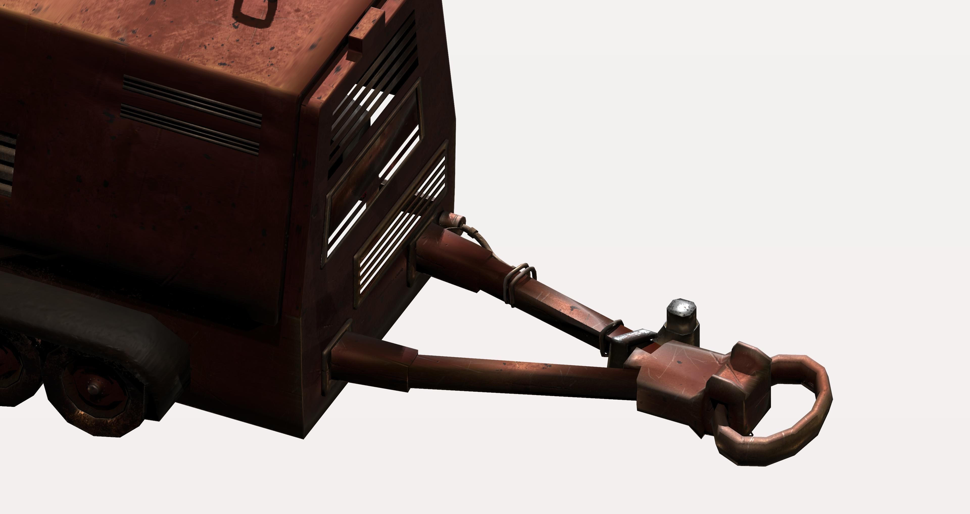 Game utility trailer Low-poly 3D model_9