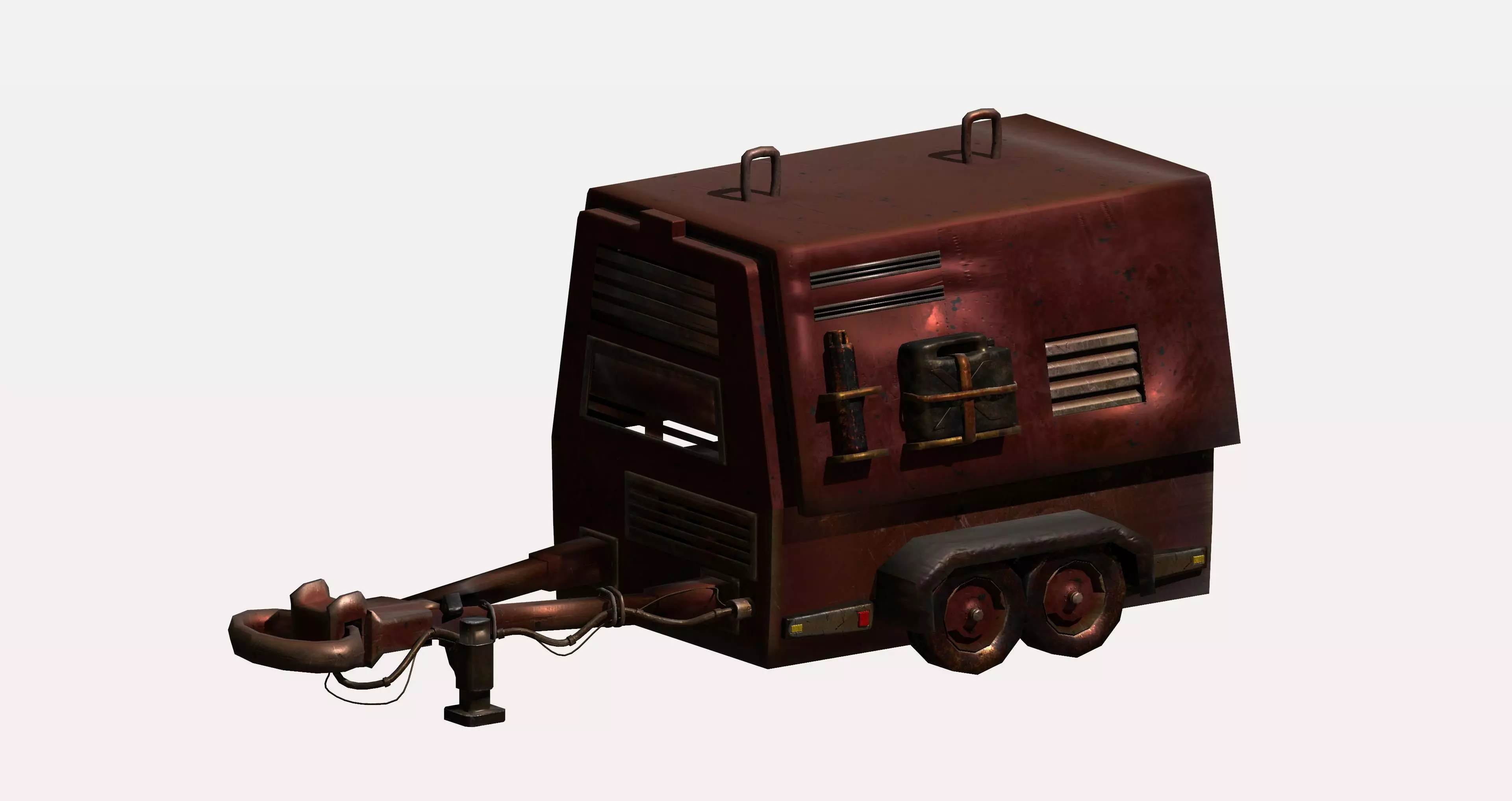 Game utility trailer Low-poly 3D model_0