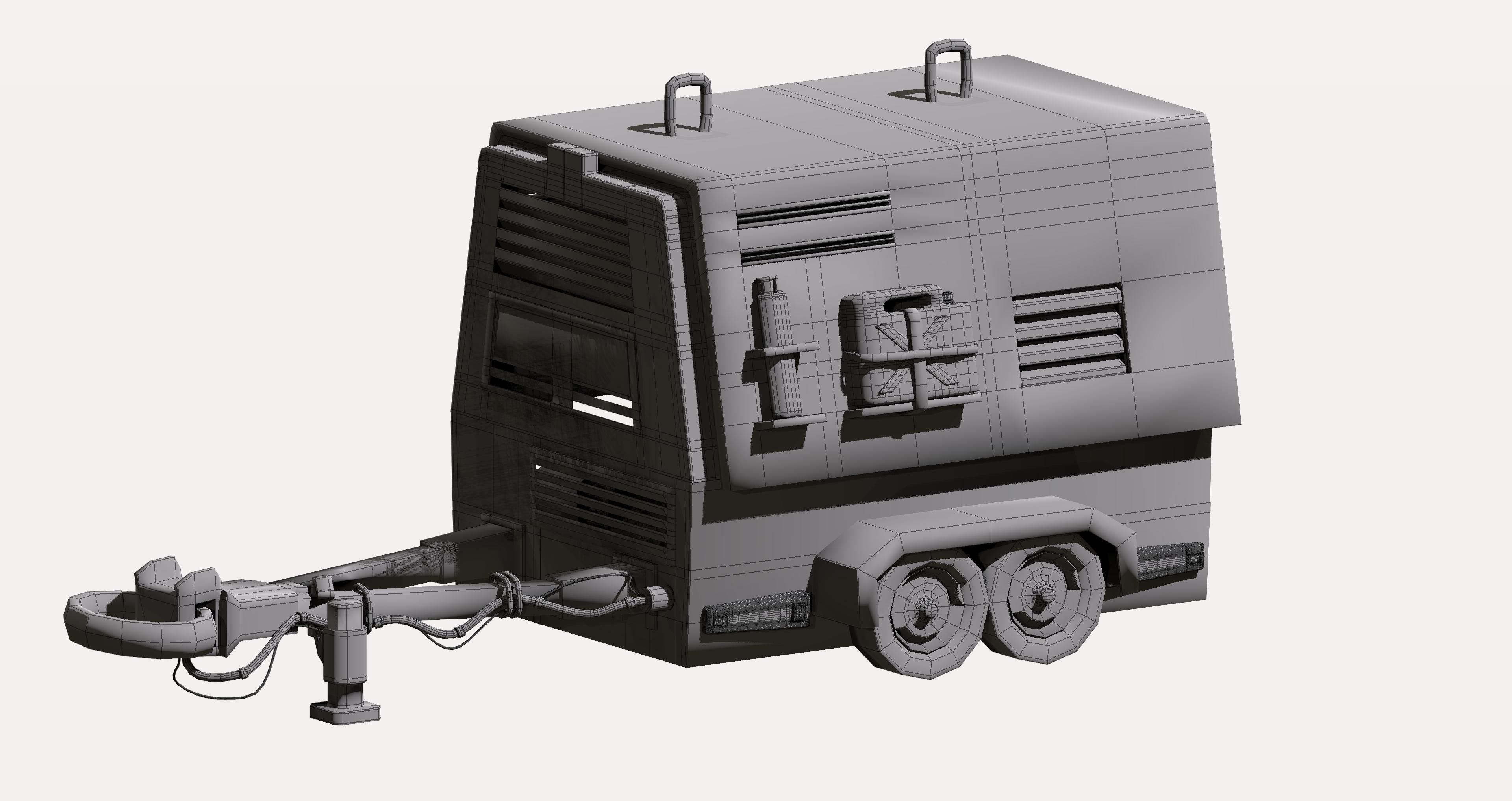 Game utility trailer Low-poly 3D model_10