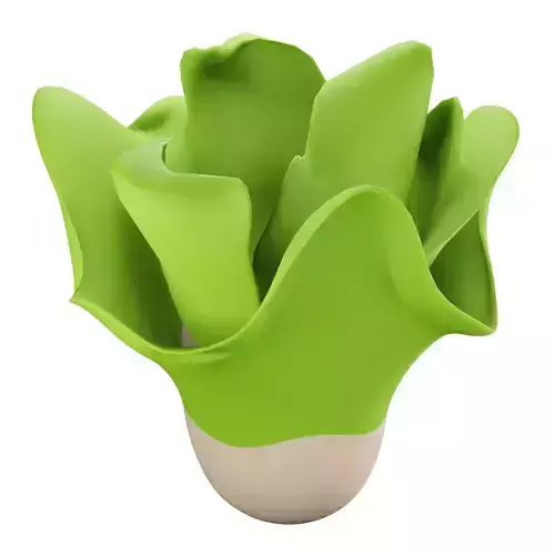 Lettuce egg shaped vase with leaves Low-poly 3D model