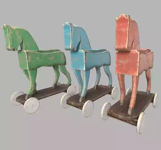 Toy horse on wheels 3D model