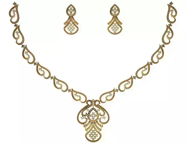 Jewelry Collection necklace and earrings set with diamonds