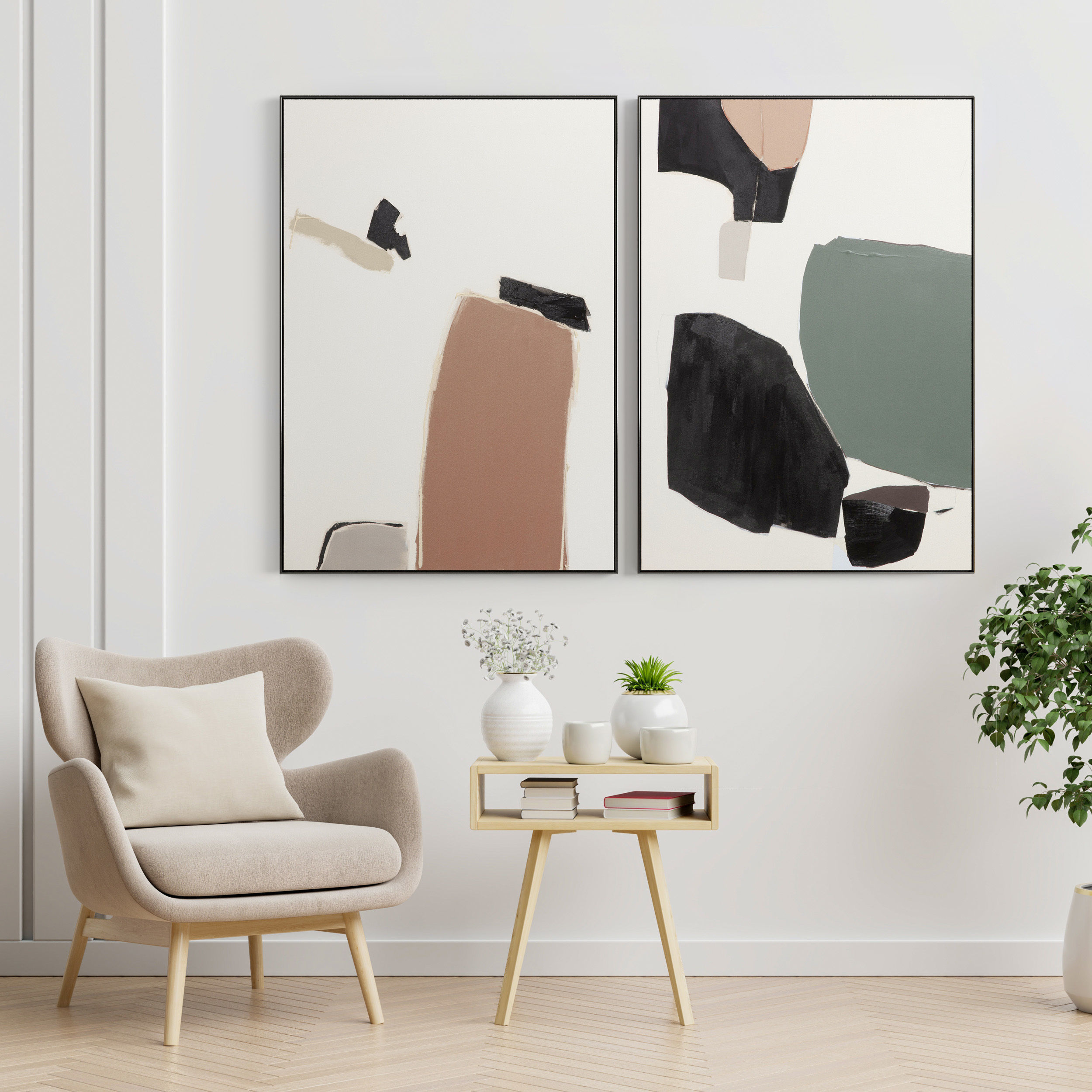 Plaster Two Photo Frame E-30 Low-poly 3D model_2