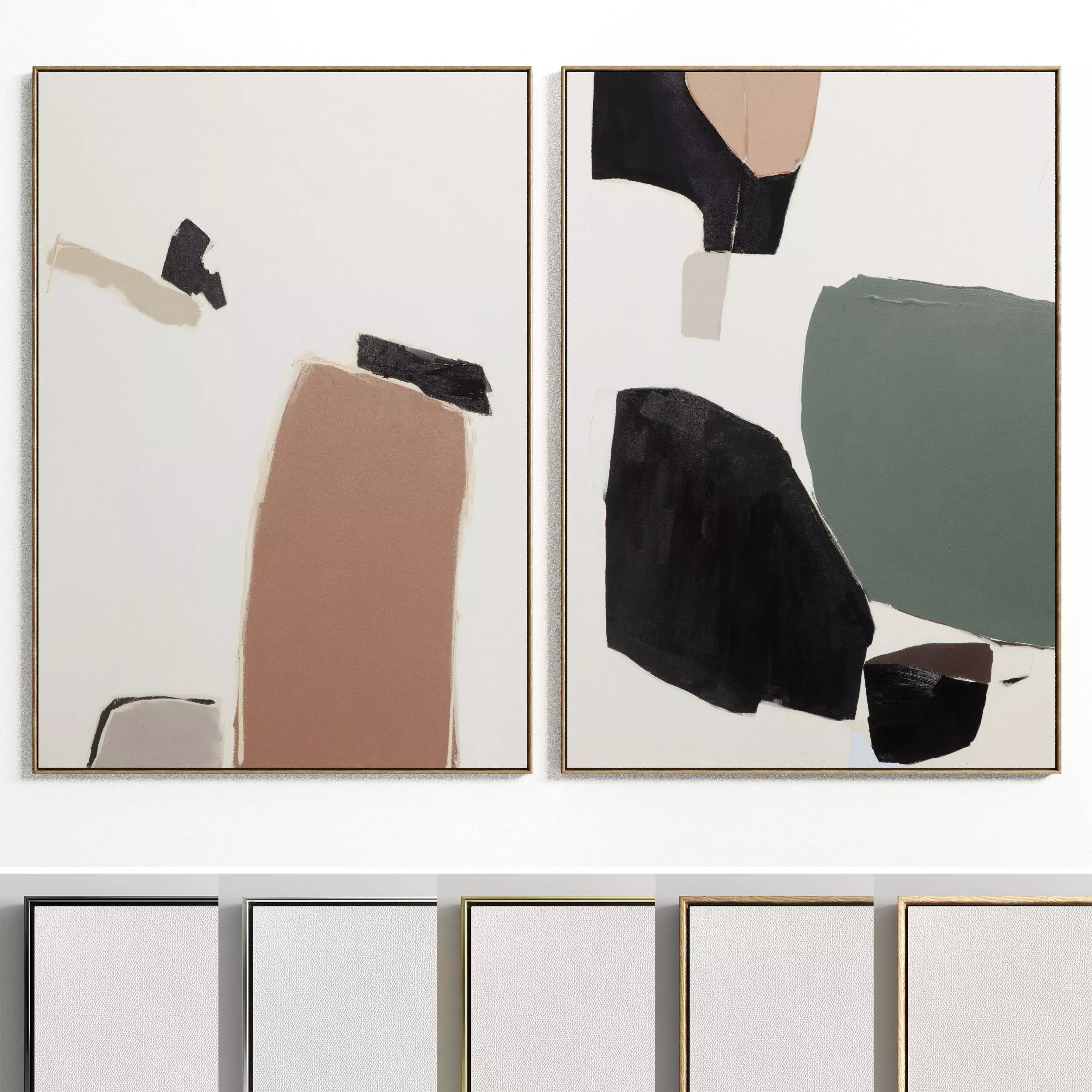 Plaster Two Photo Frame E-30 Low-poly 3D model_0