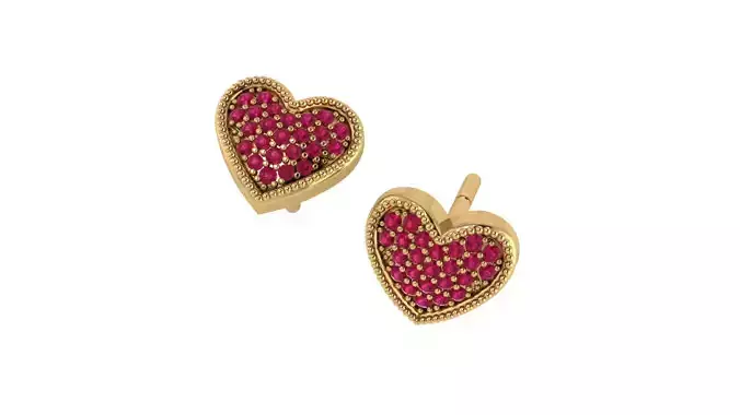 ER-Heart-v2 gold heart stud earrings with ruby stones