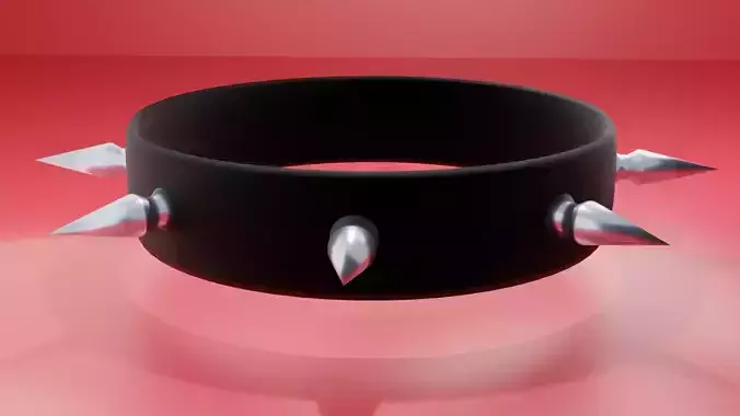 Black Simple Spiked Collar Low Poly  Low-poly 3D model