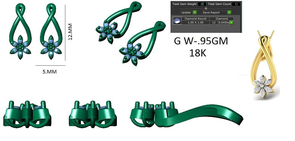 Earrings Collection lego flower 3D print model_42