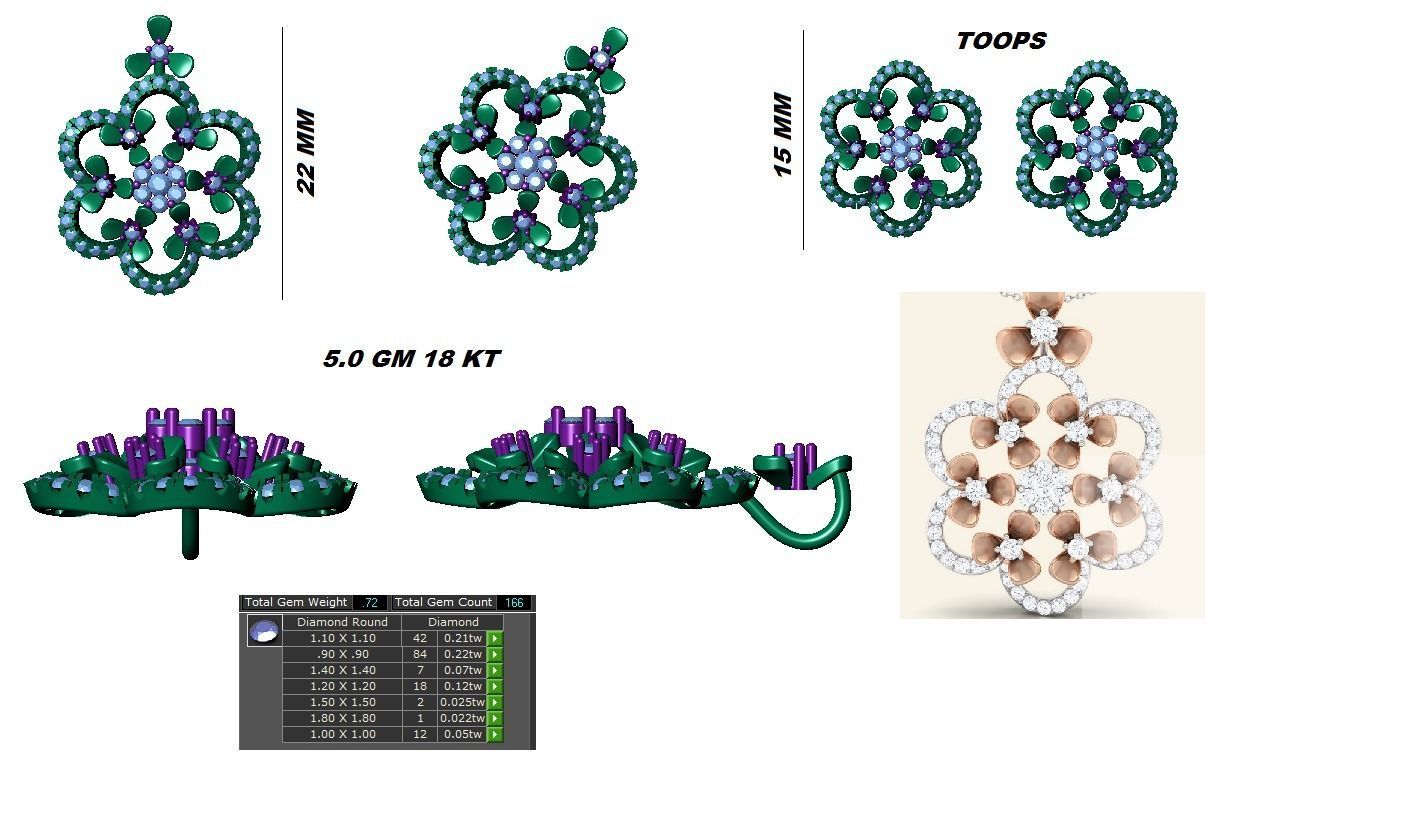 Earrings Collection lego flower 3D print model_83