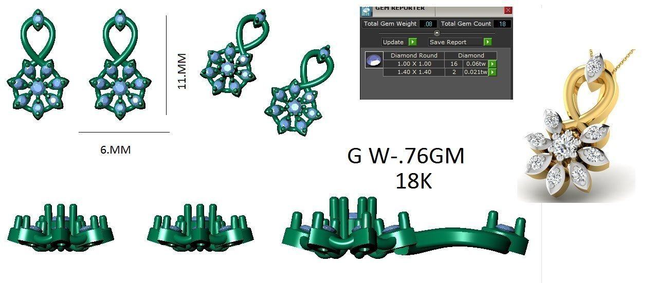 Earrings Collection lego flower 3D print model_60