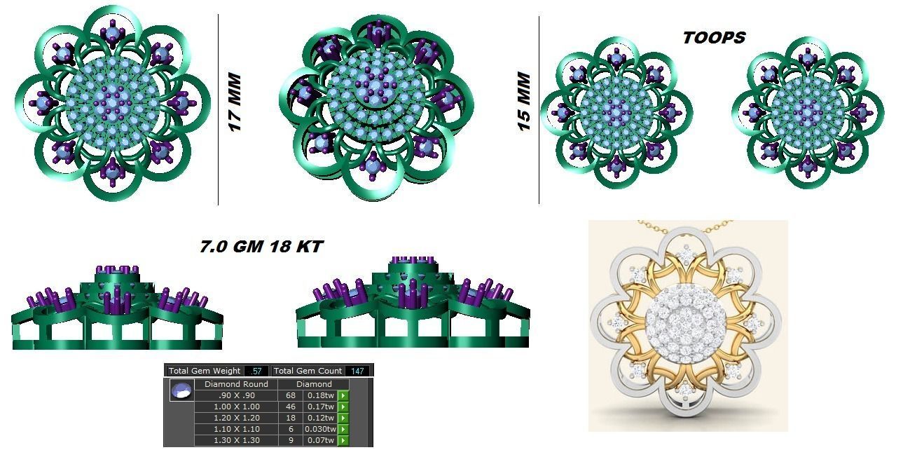 Earrings Collection lego flower 3D print model_86