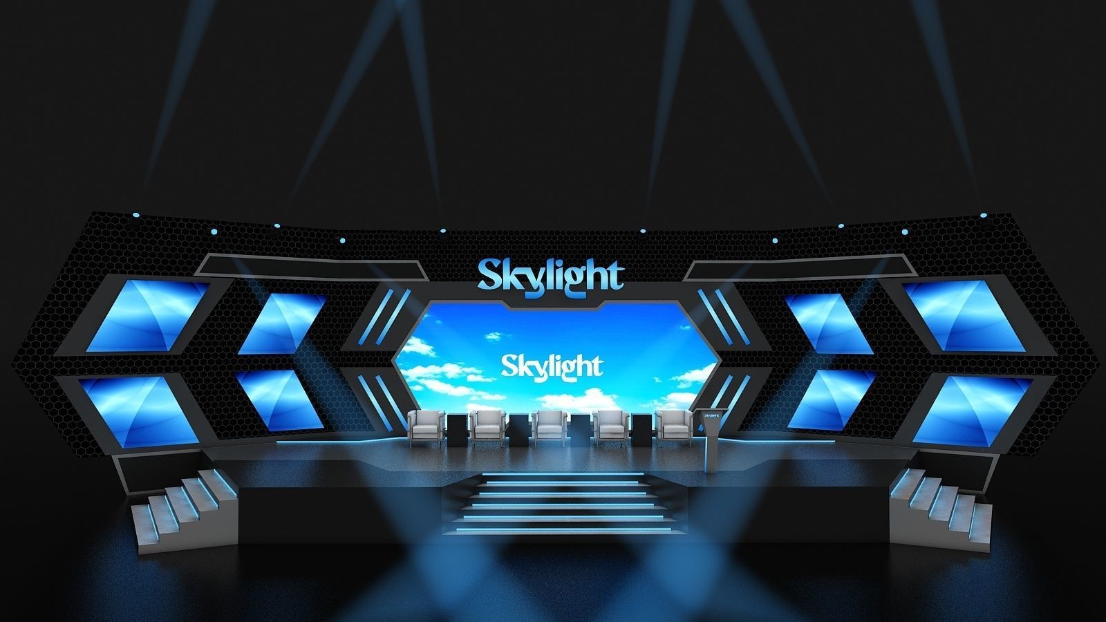 Event Stage Design Sky Light 3D model_3