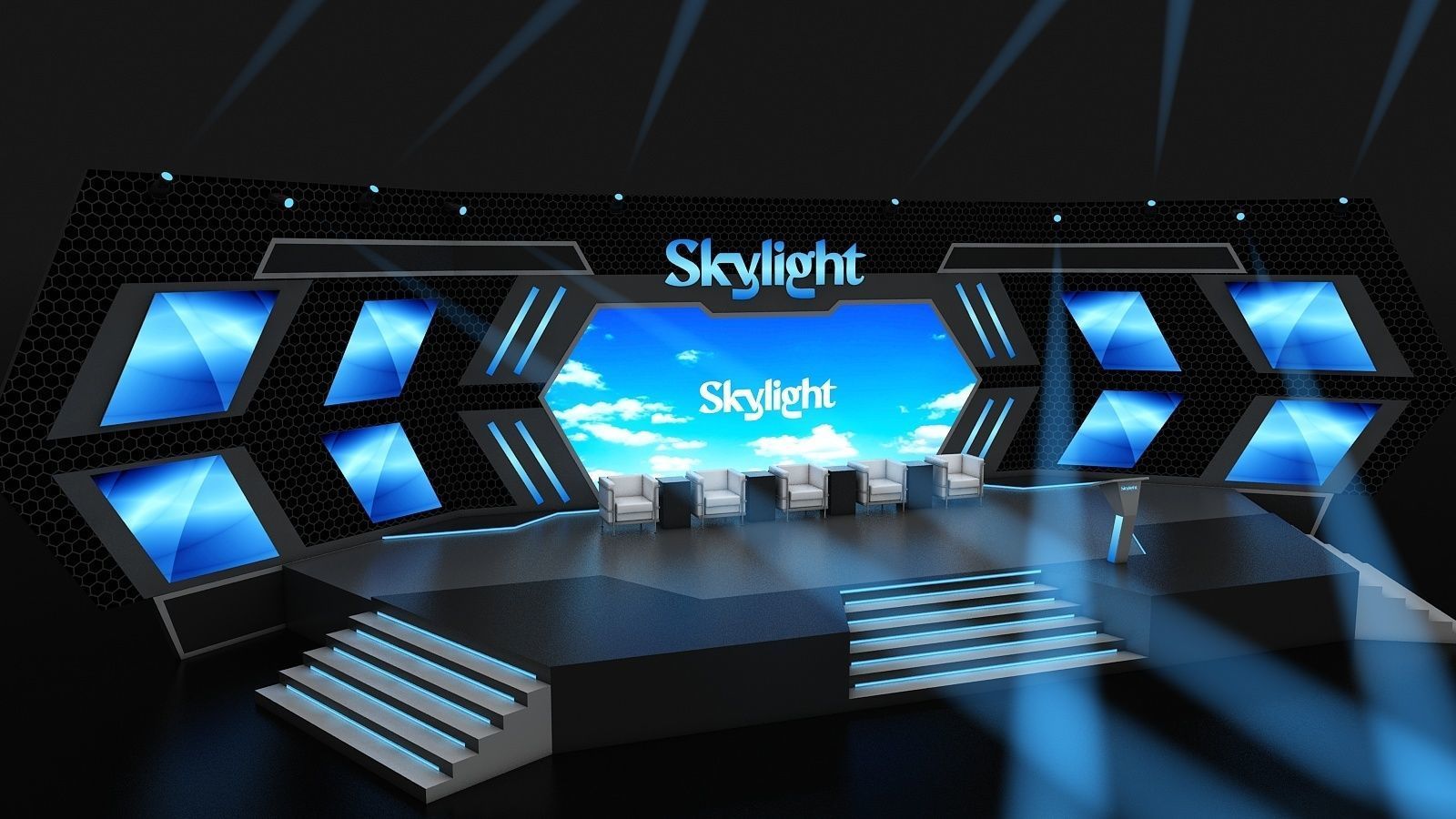 Event Stage Design Sky Light 3D model_2