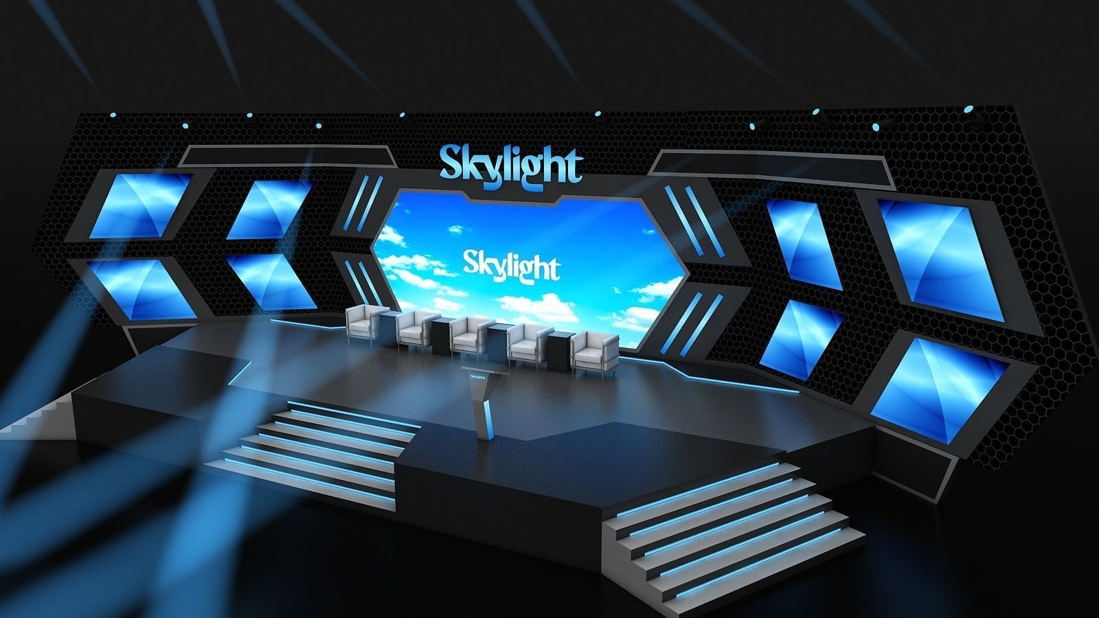 Event Stage Design Sky Light 3D model_1