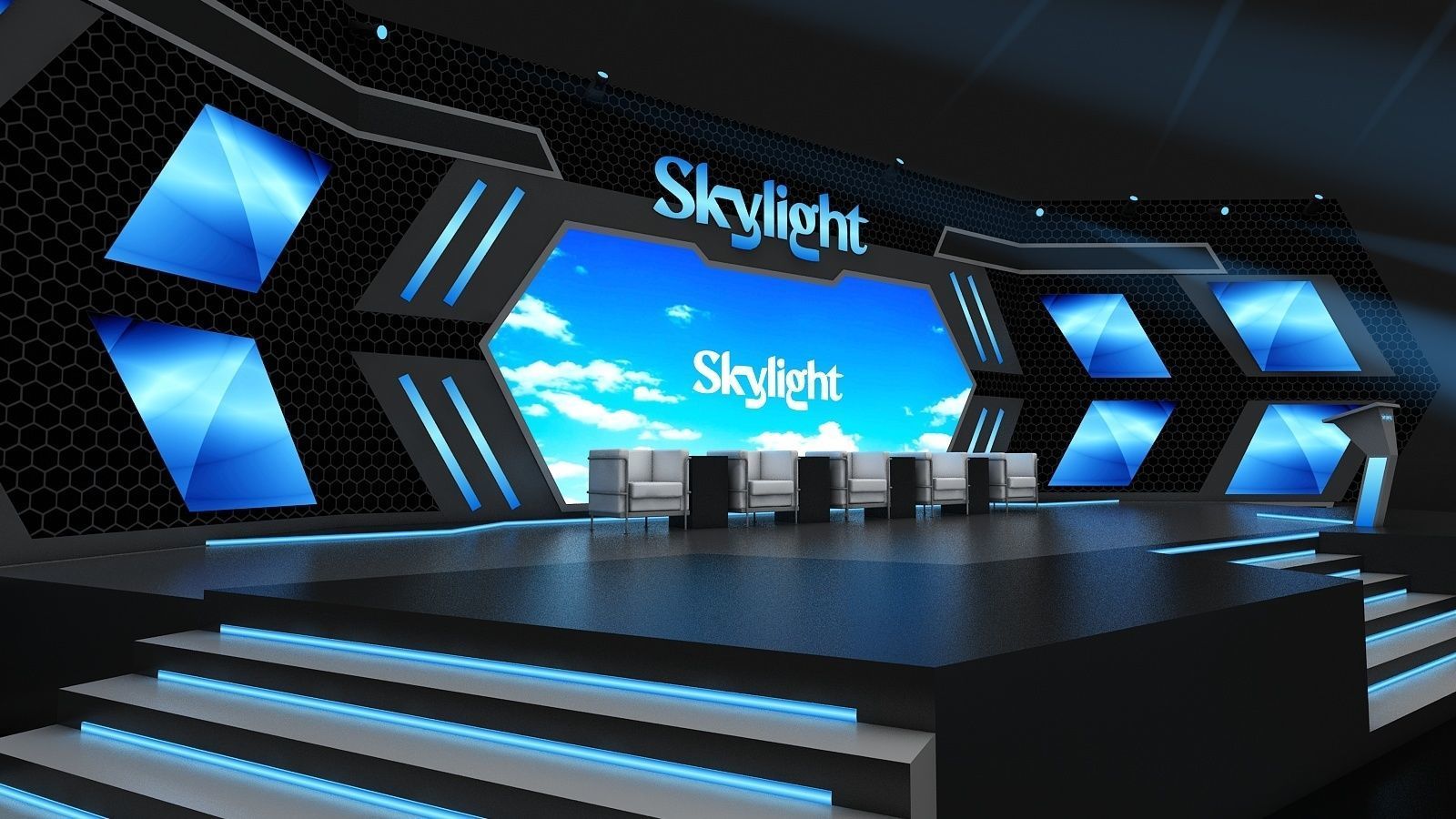 Event Stage Design Sky Light 3D model_4