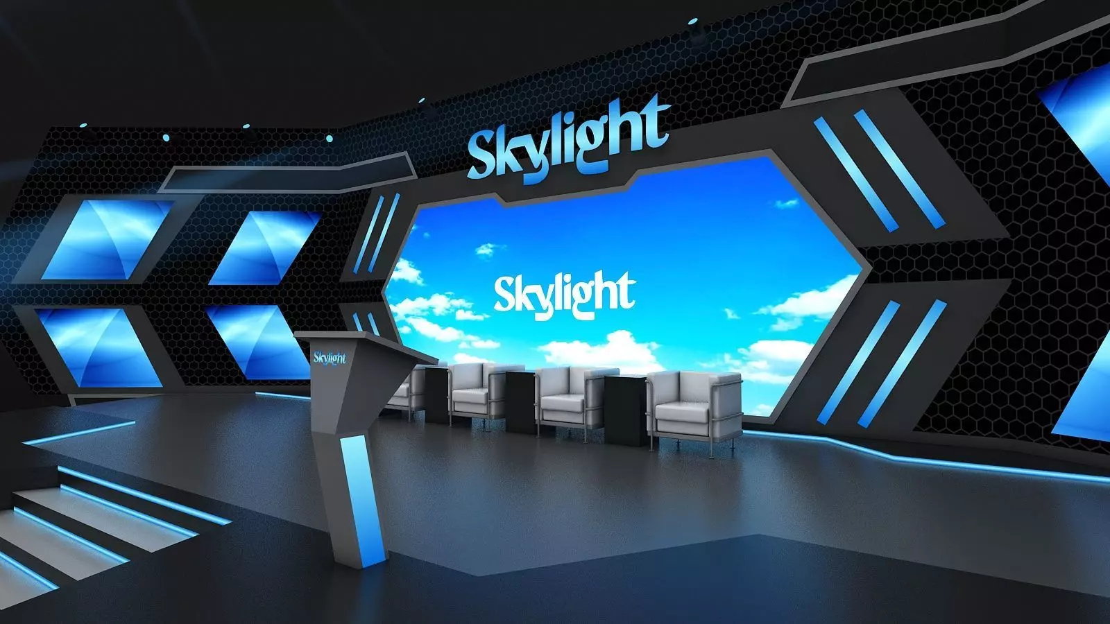 Event Stage Design Sky Light 3D model_0