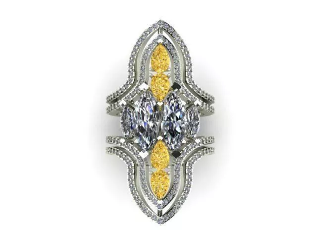 Elegant ring with marquise and pear gemstones 3D print model