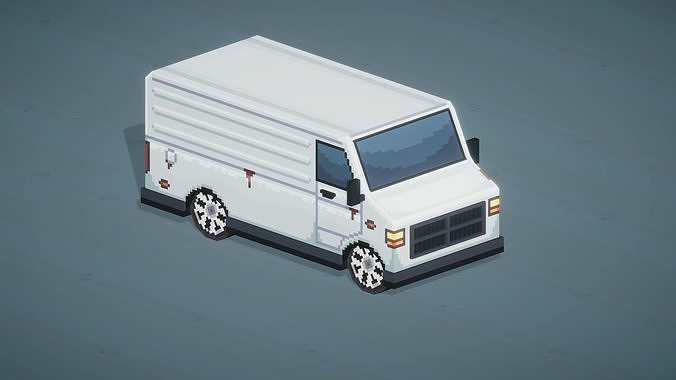 Old Gray Car Minibus From ChemodenStudio Low-poly 3D model Low-poly 3D model