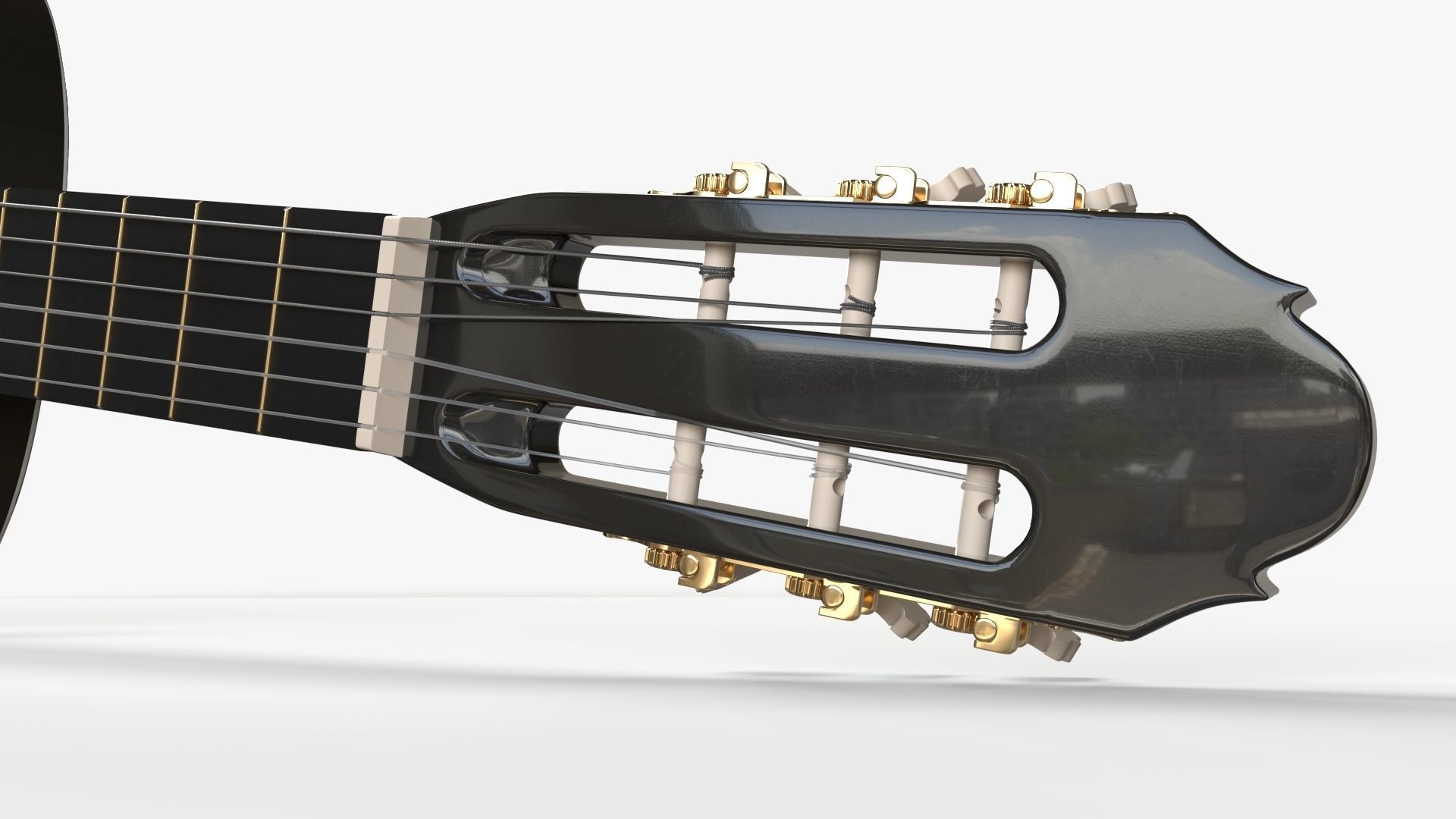 Black Acoustic Guitar 3D model_7