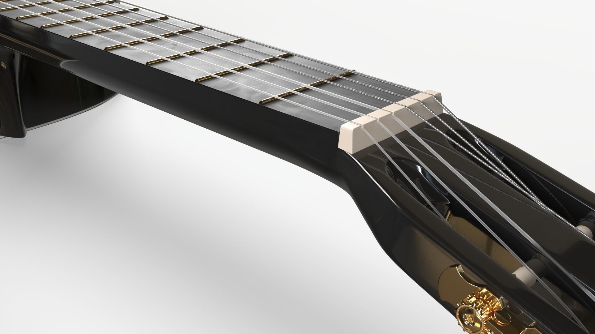 Black Acoustic Guitar 3D model_3