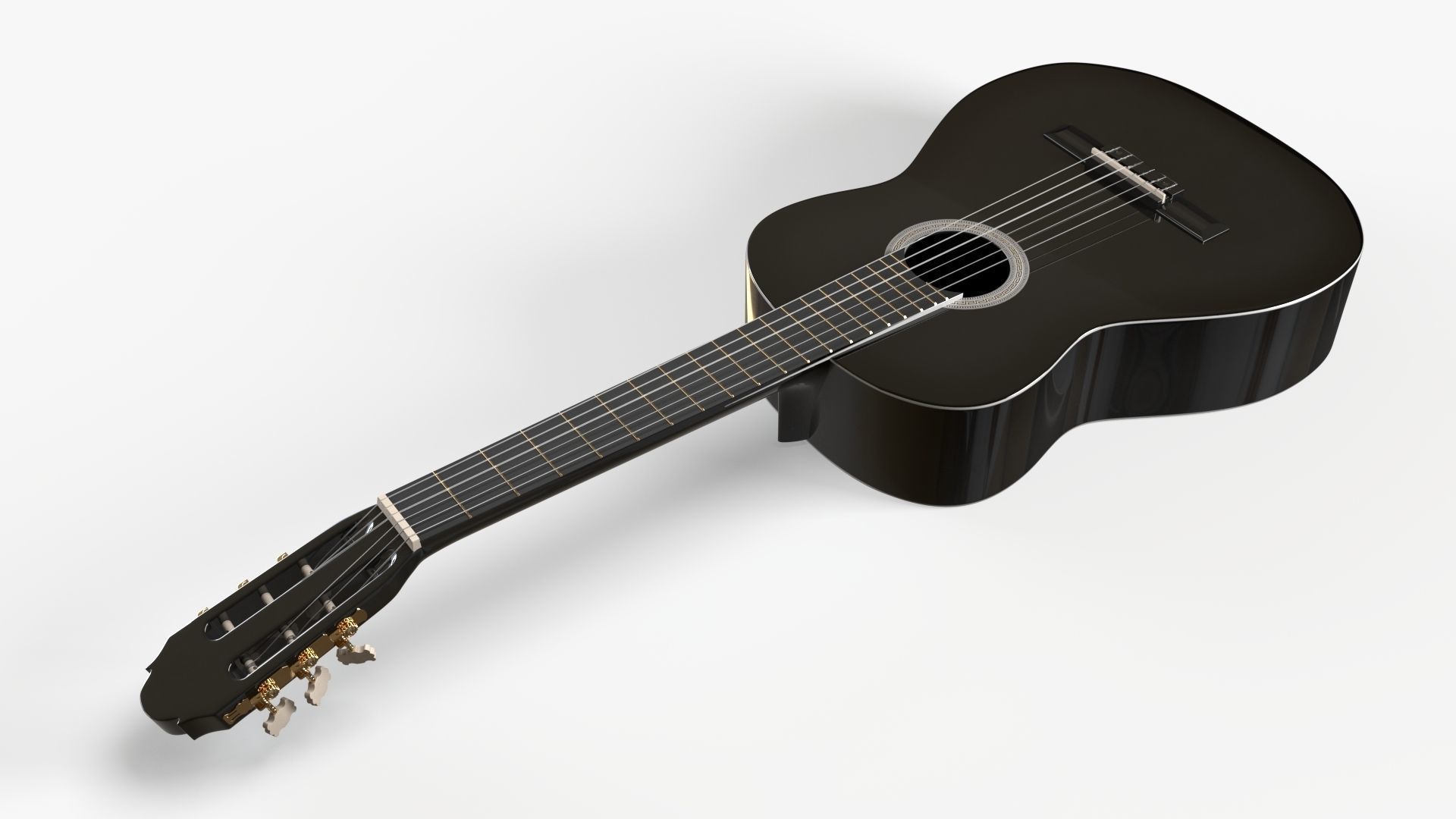Black Acoustic Guitar 3D model_6