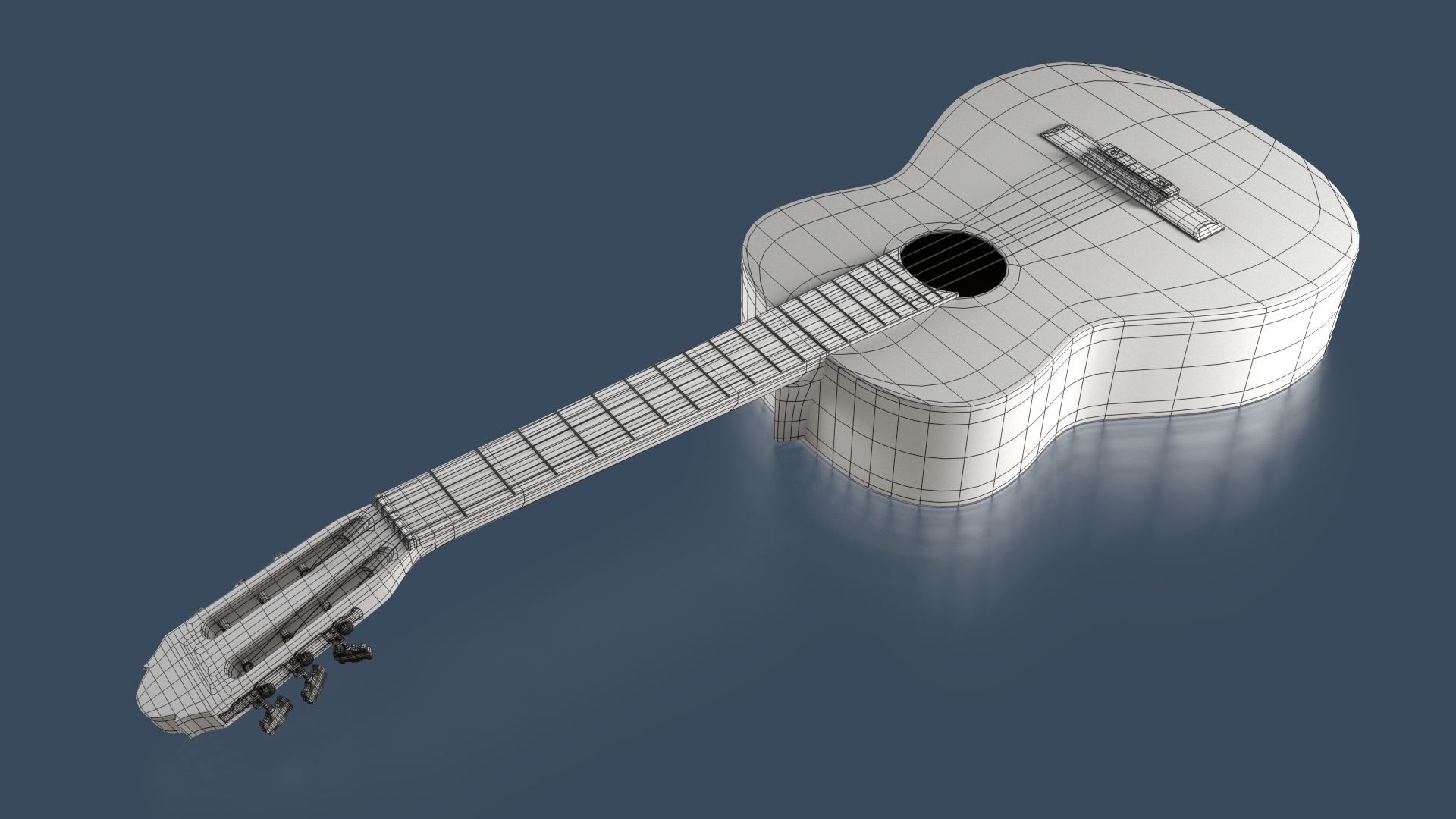 Black Acoustic Guitar 3D model_13