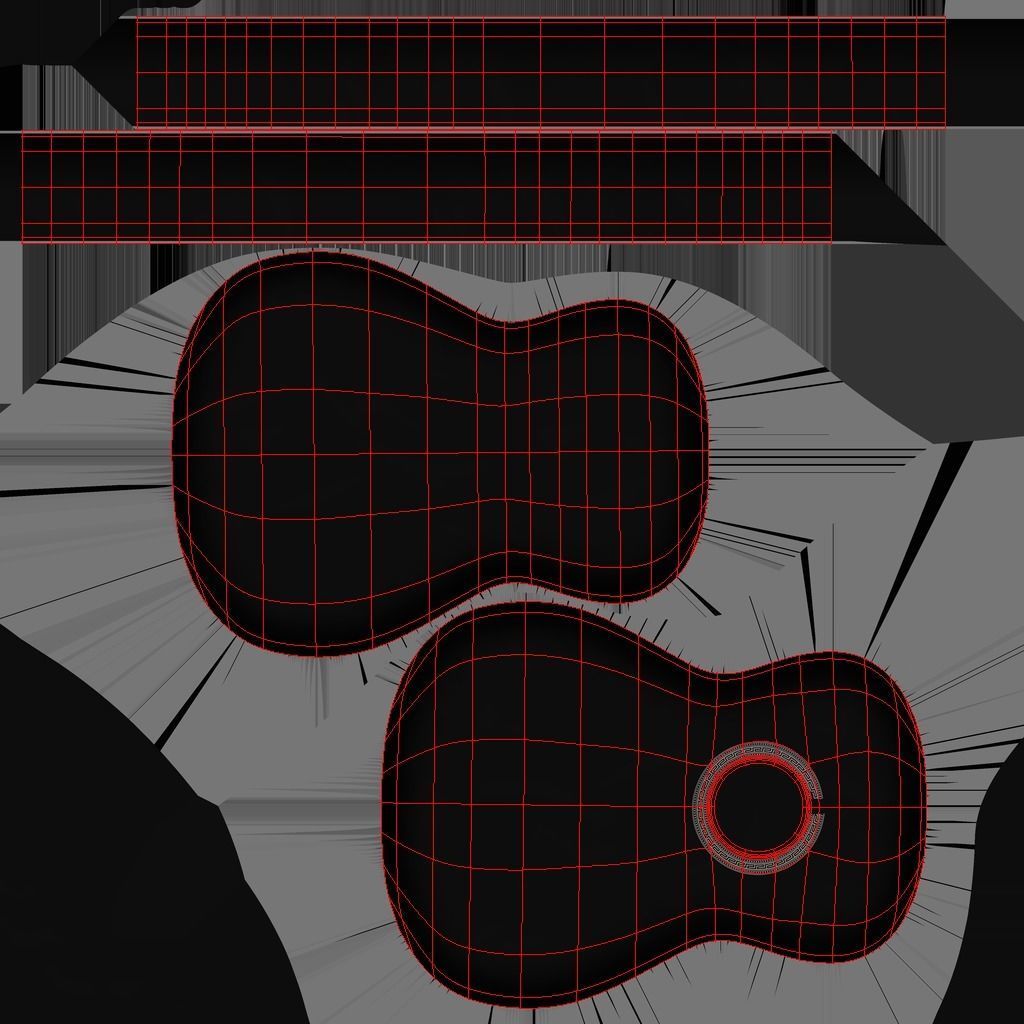 Black Acoustic Guitar 3D model_16