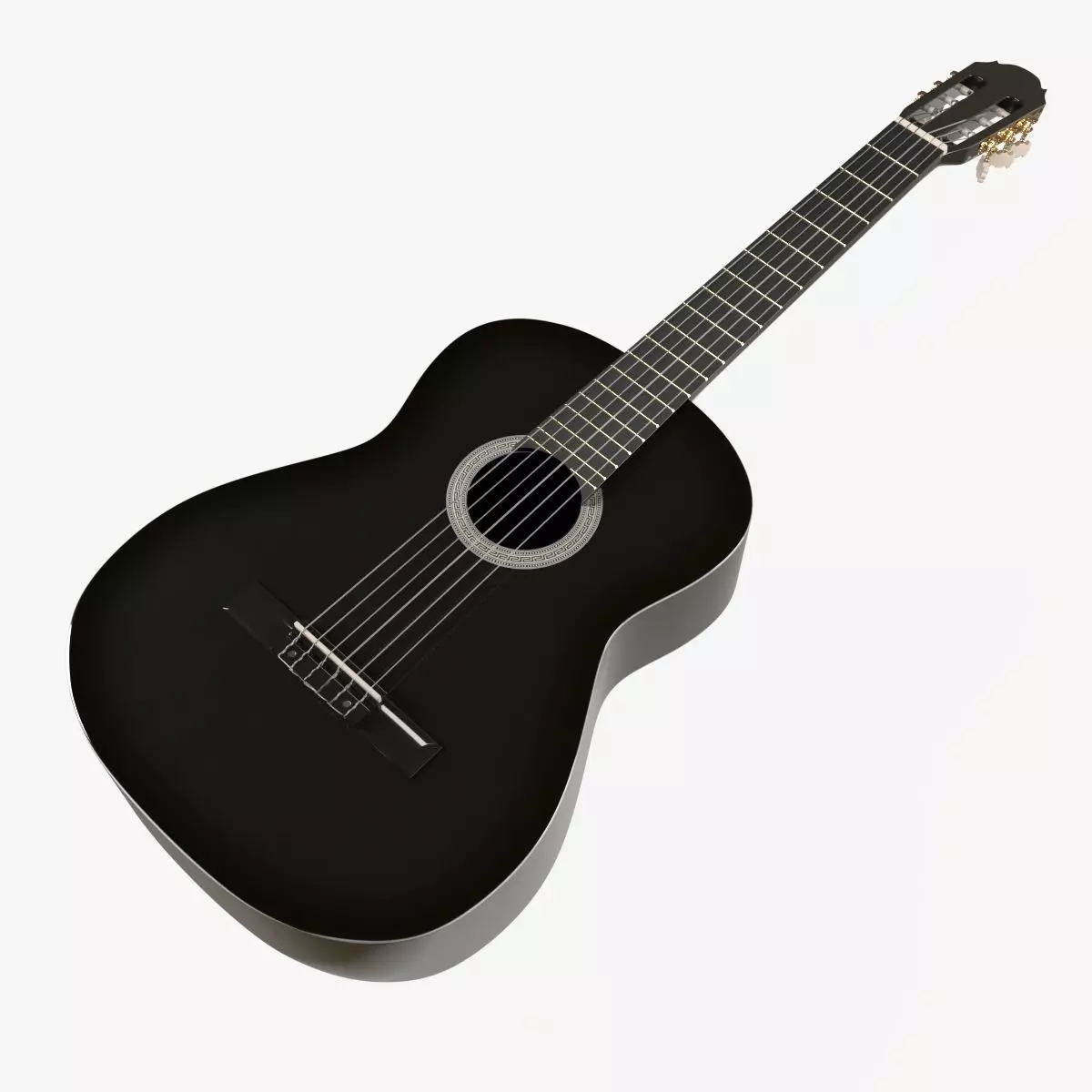 Black Acoustic Guitar 3D model_0