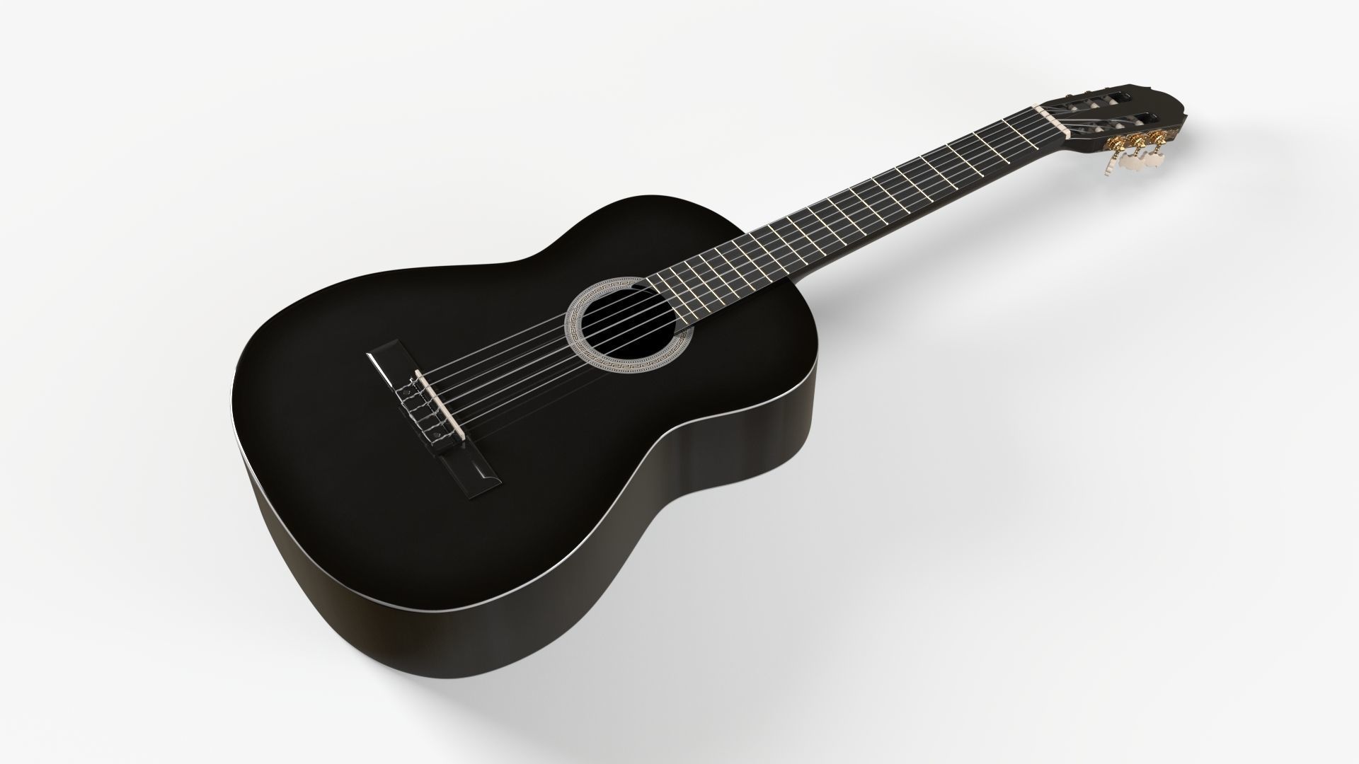 Black Acoustic Guitar 3D model_1
