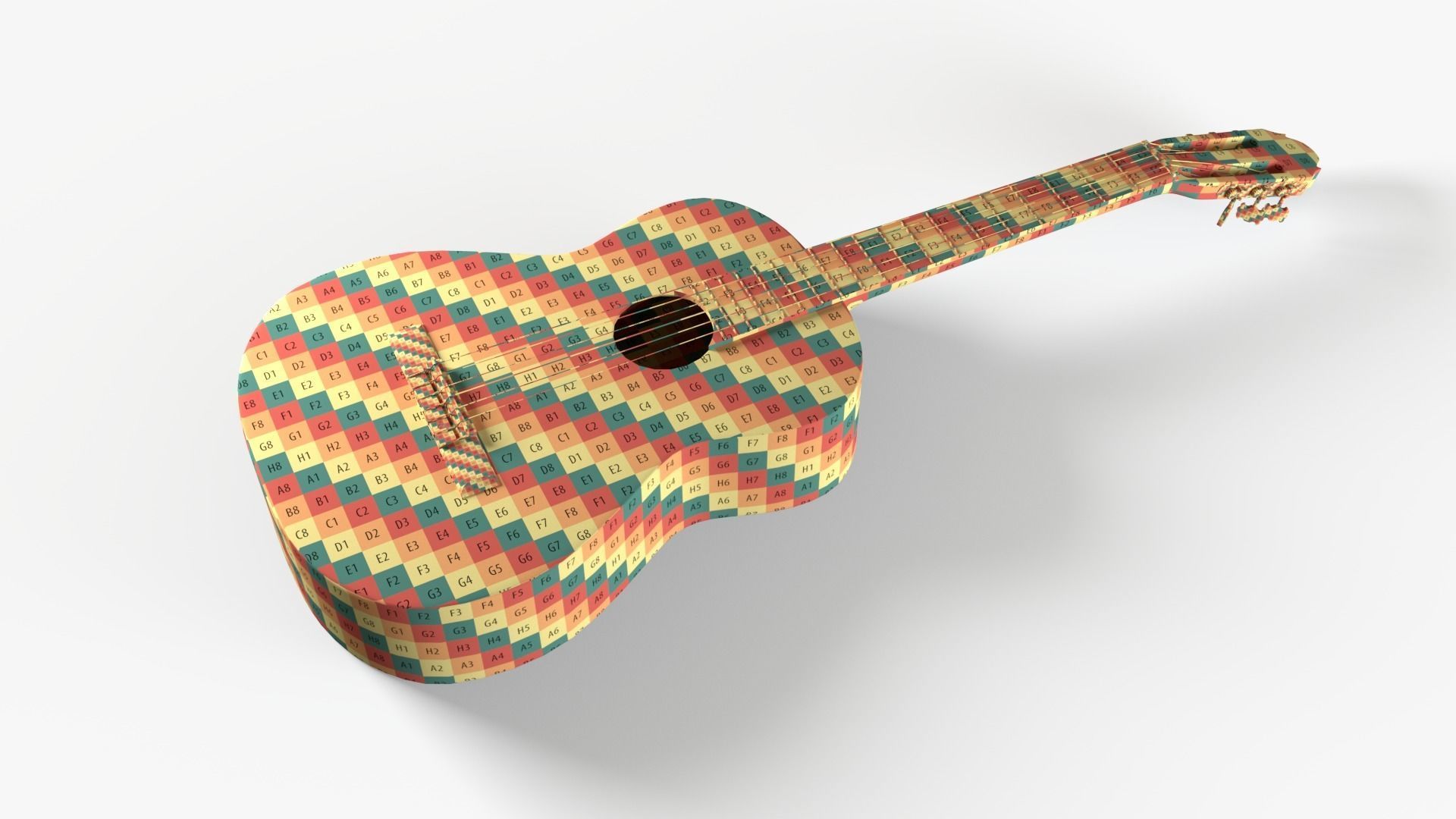 Black Acoustic Guitar 3D model_15